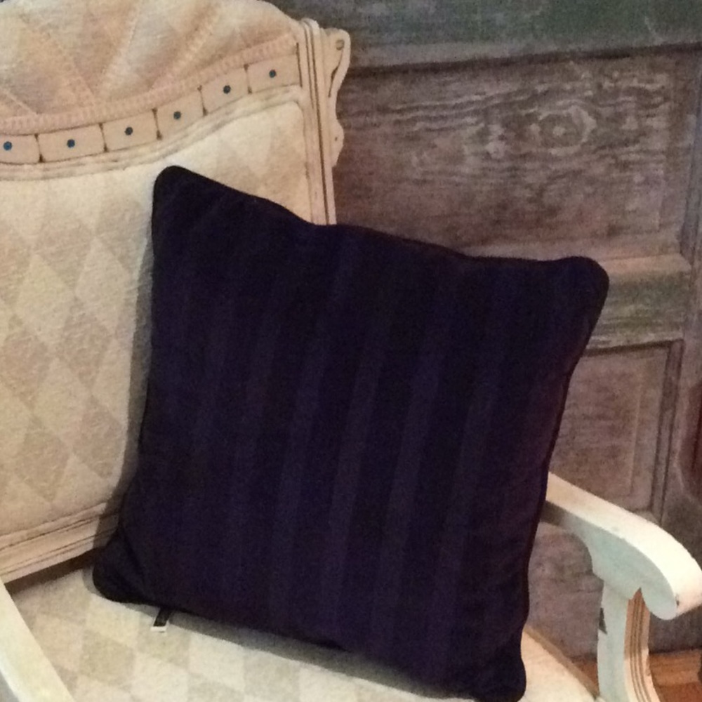 Purple (Eggplant) Velvet Stripe Throw Pillow— 18”